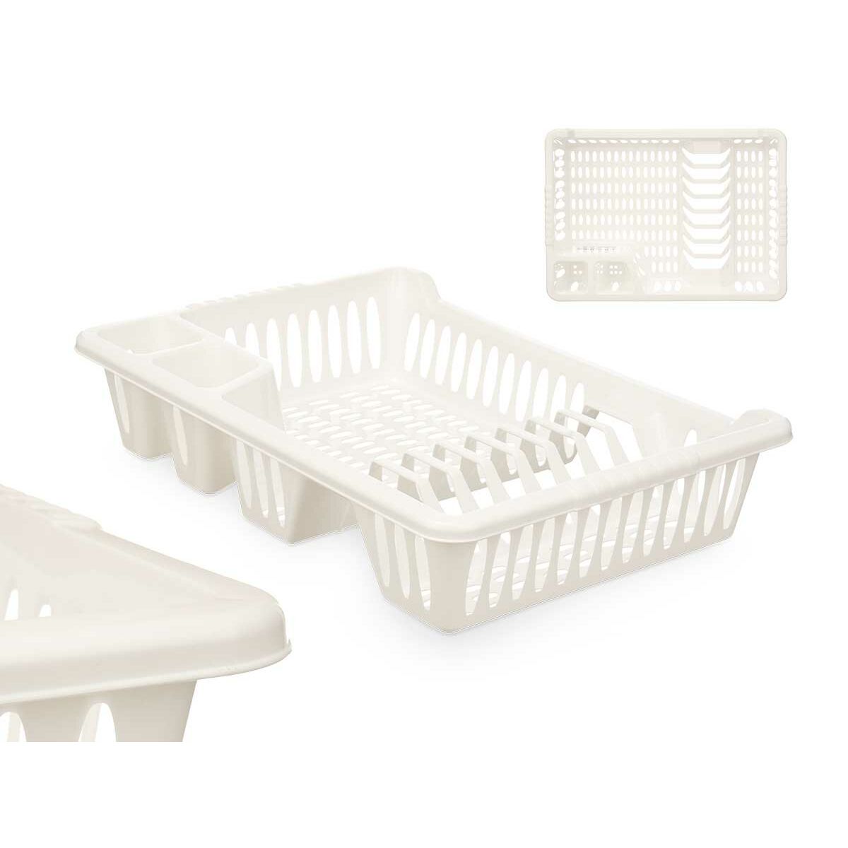 Escurridor de fregadero de plástico blanco, 40 x 8 x 29,5 cm — imagen 2