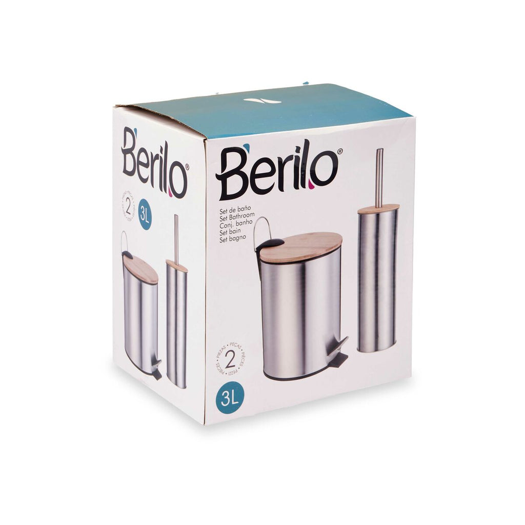 Set de baño plateado de bambú y acero (6 unidades) — imagen 2