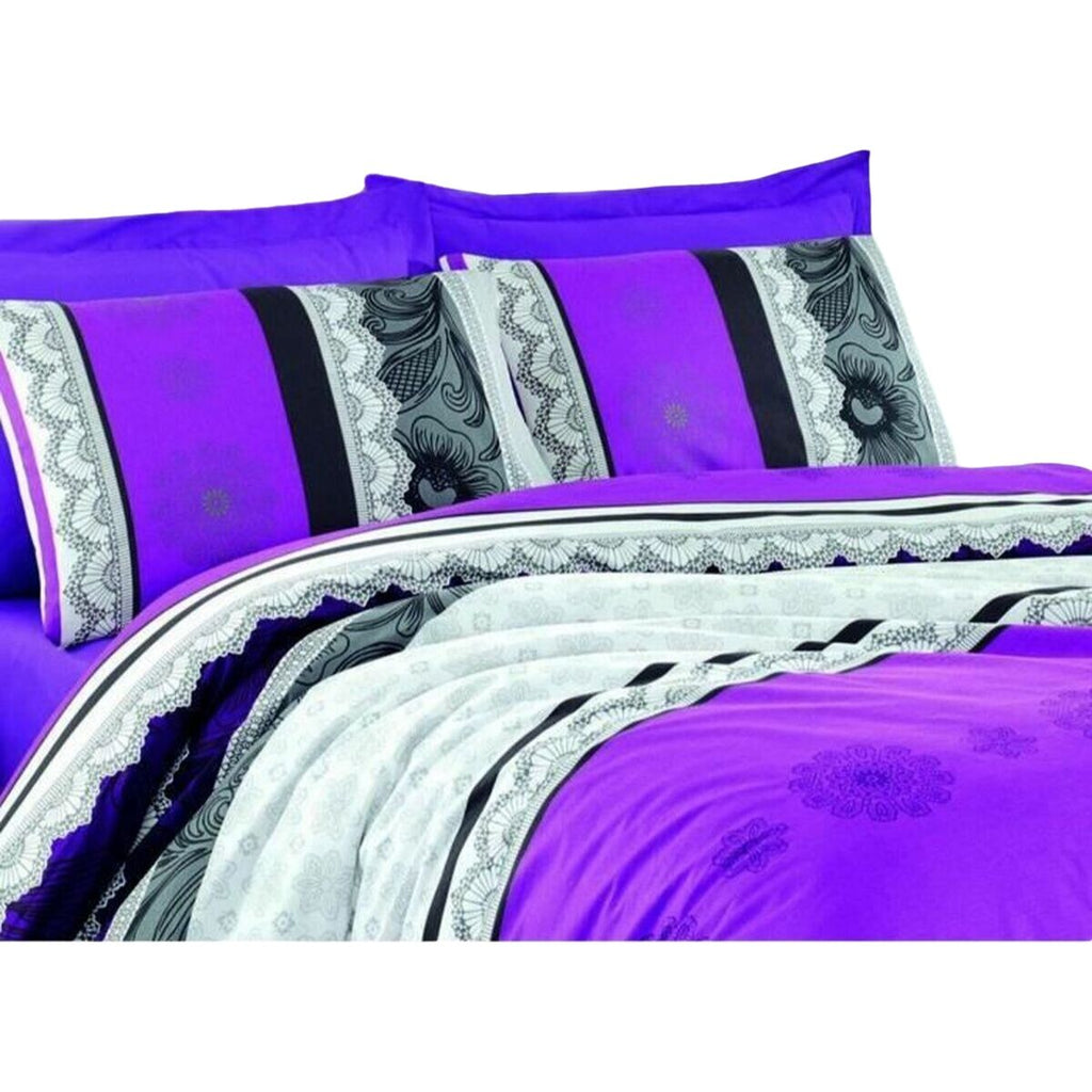 Juego de funda nórdica de algodón morado, cama de 200
