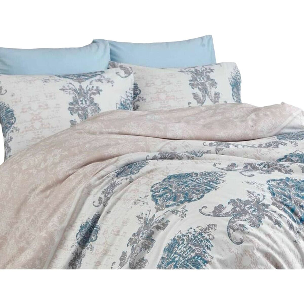 Juego de funda nórdica azul de algodón, cama de 200 cm