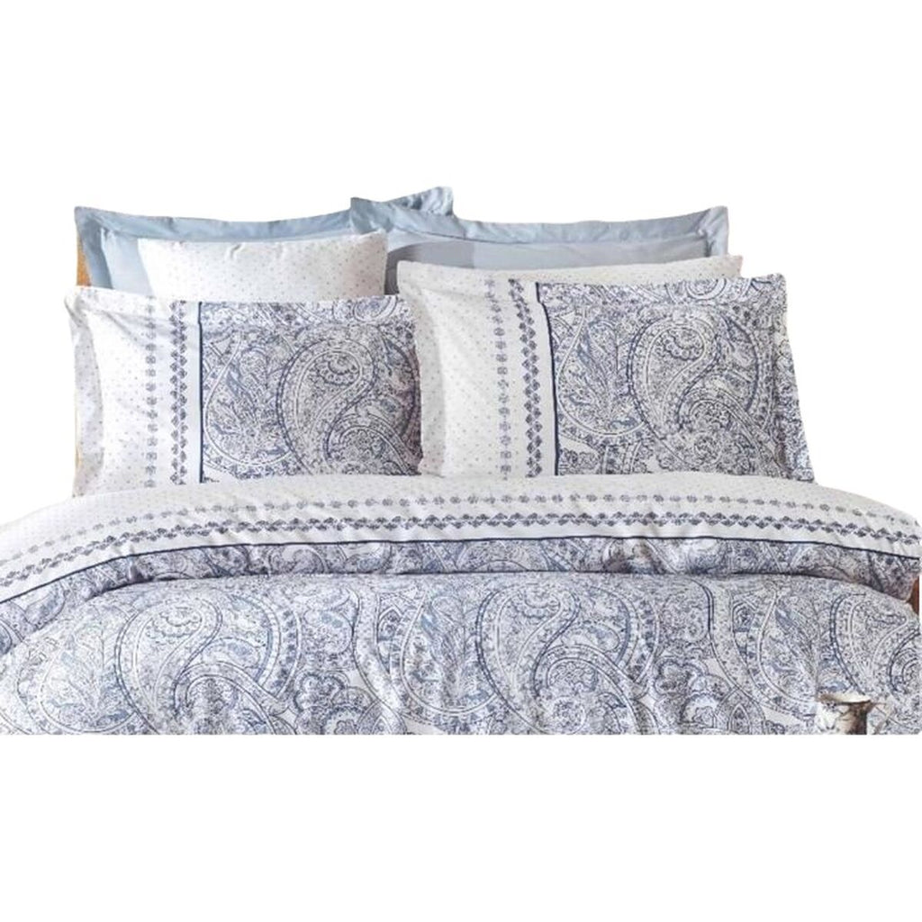 Juego de funda nórdica de algodón azul, cama de 200, 3 piezas
