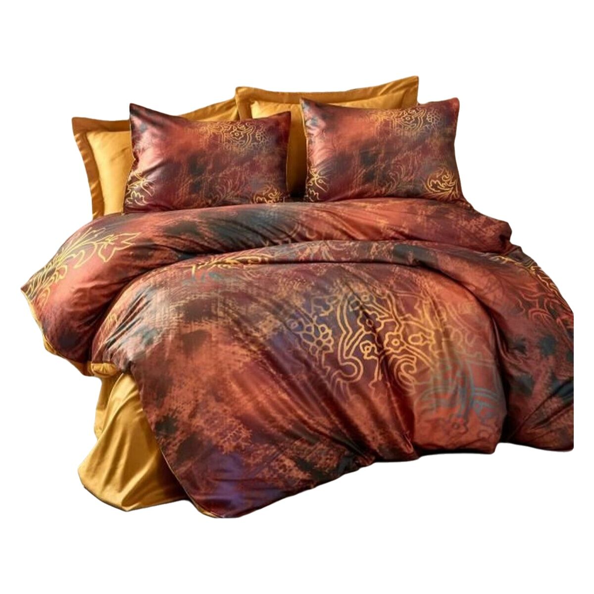 Juego de funda nórdica de poliéster rojo, cama de 200