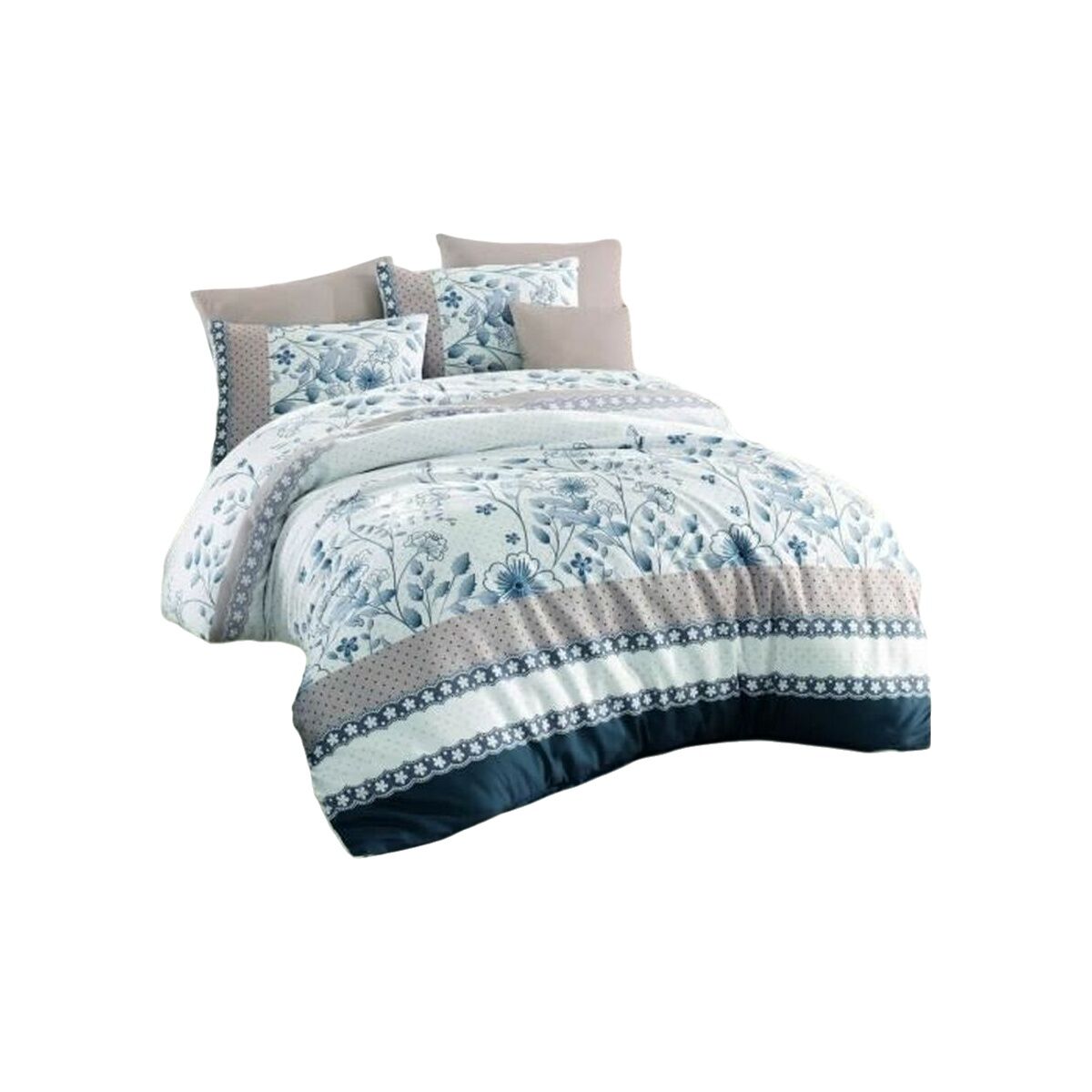 Juego de funda nórdica de algodón azul, cama de 200, 3 piezas