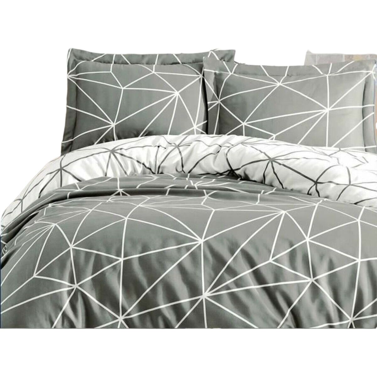 Juego de funda nórdica de algodón gris, cama de 200 cm