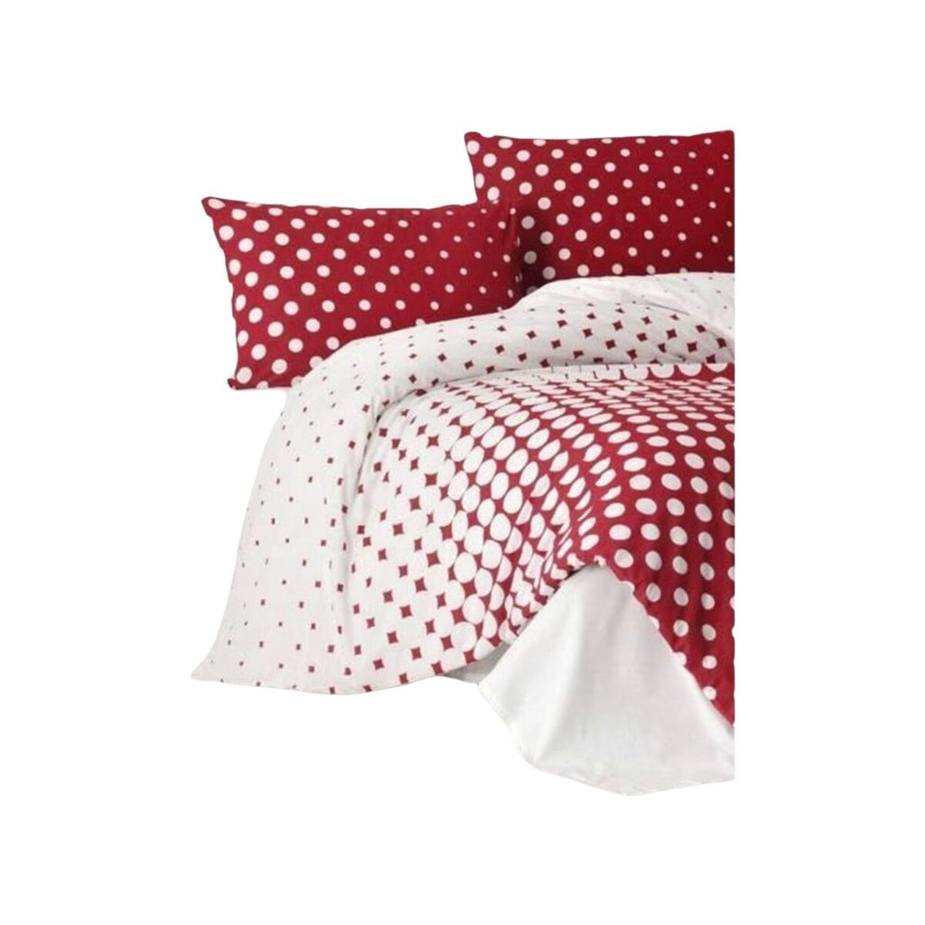 Juego de funda nórdica de algodón rojo con sábana encimera, cama 200