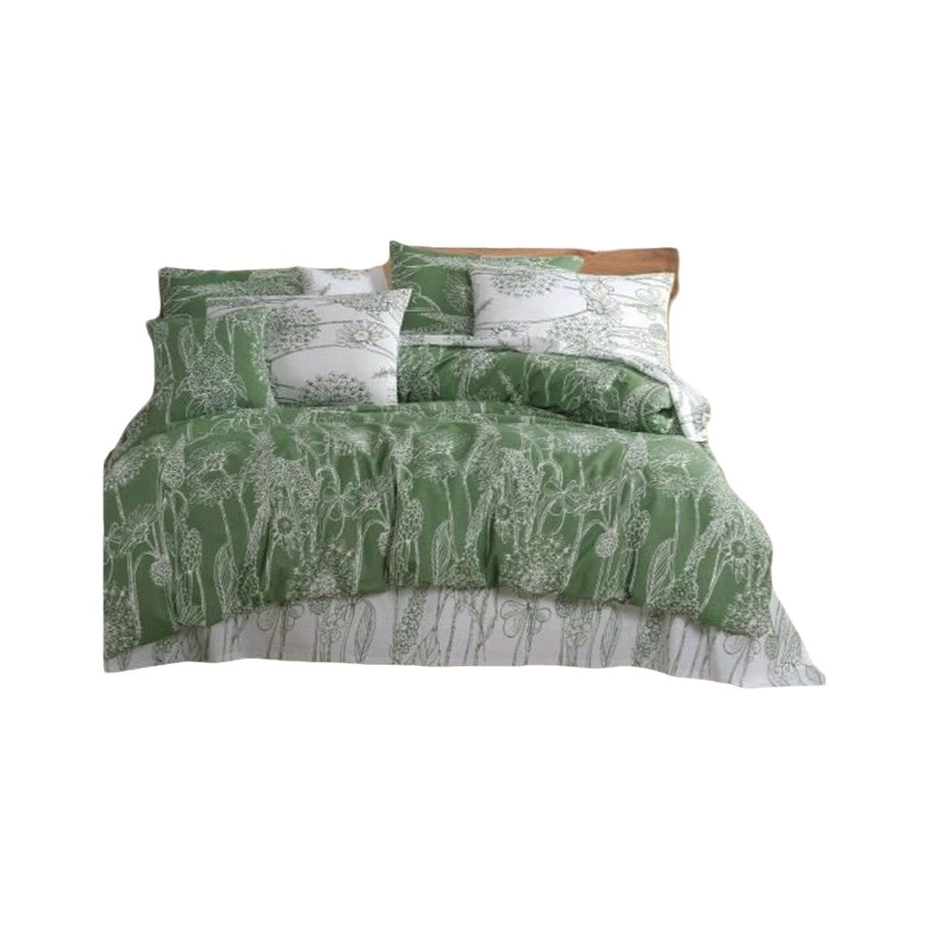 Juego de funda nórdica de algodón verde, cama de 200
