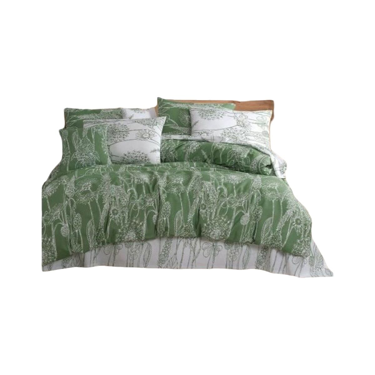 Juego de funda nórdica de algodón verde, cama de 200