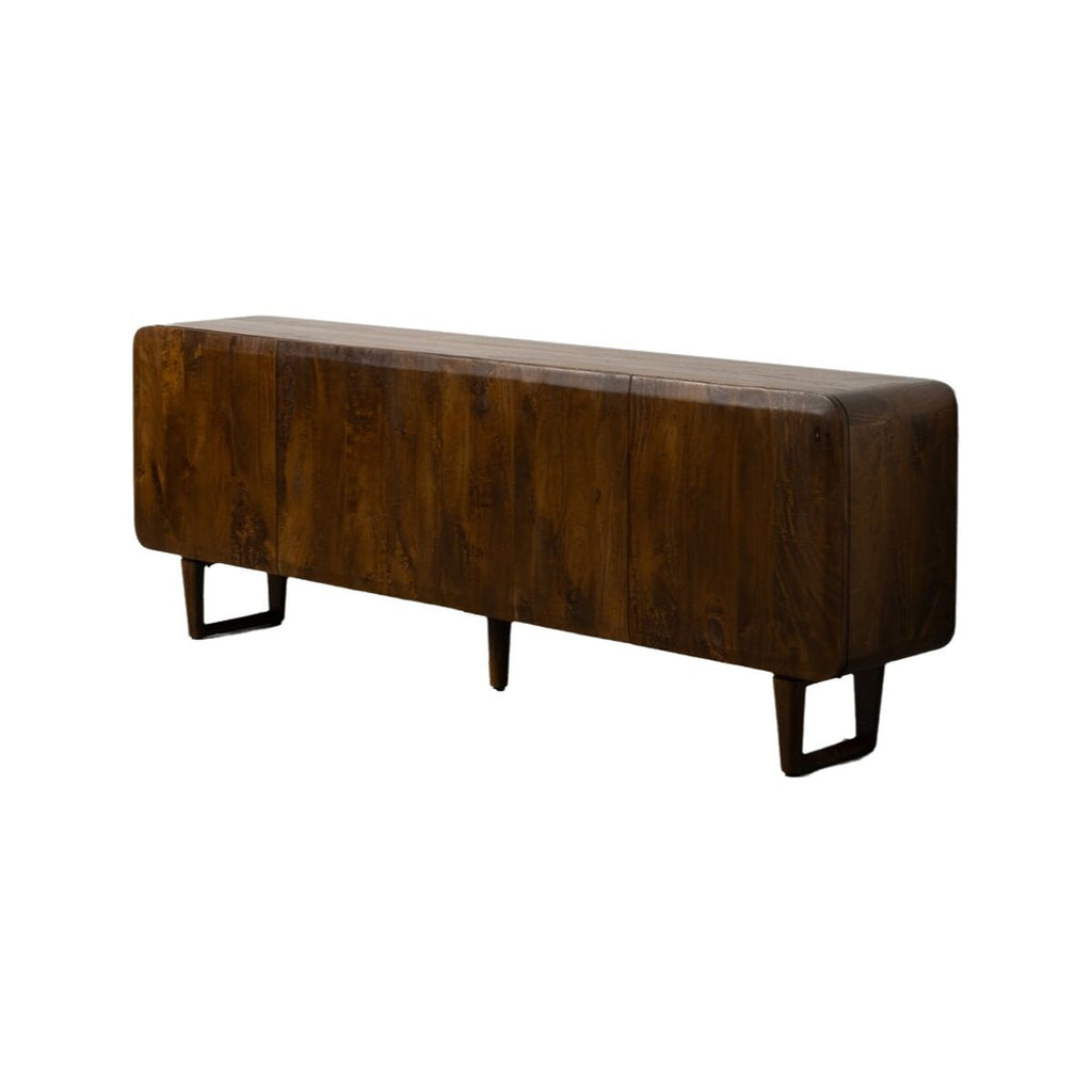 Aparador marrón y negro de madera de mango, 234 x 44 x 86 cm