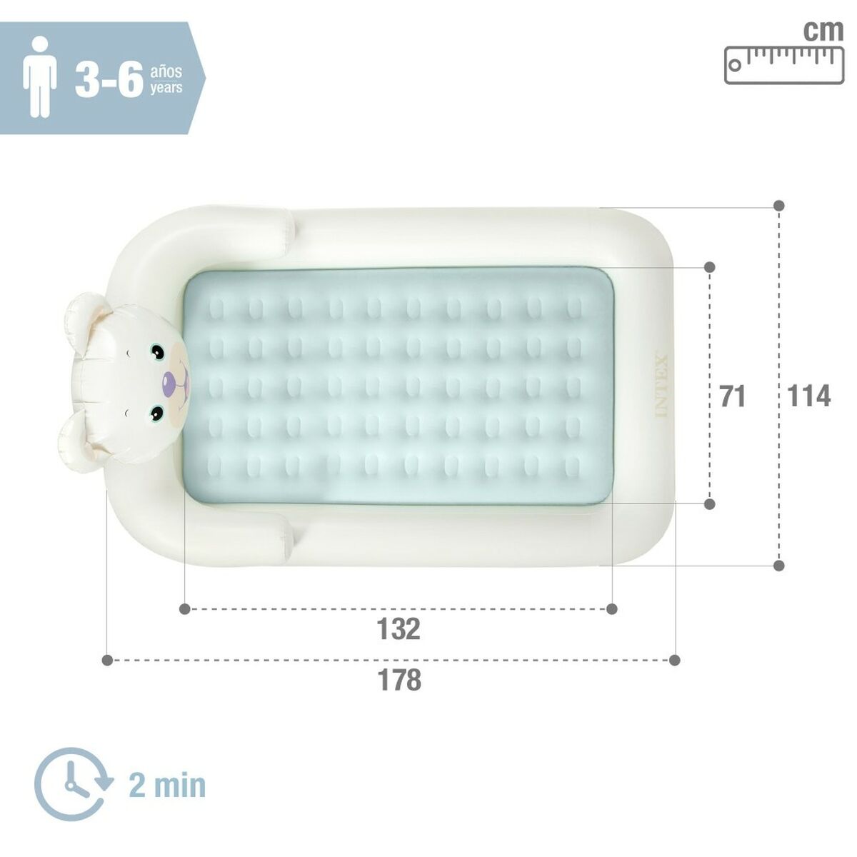 Cama hinchable infantil con forma de oso, 114 x 10 x 178 cm — imagen 5