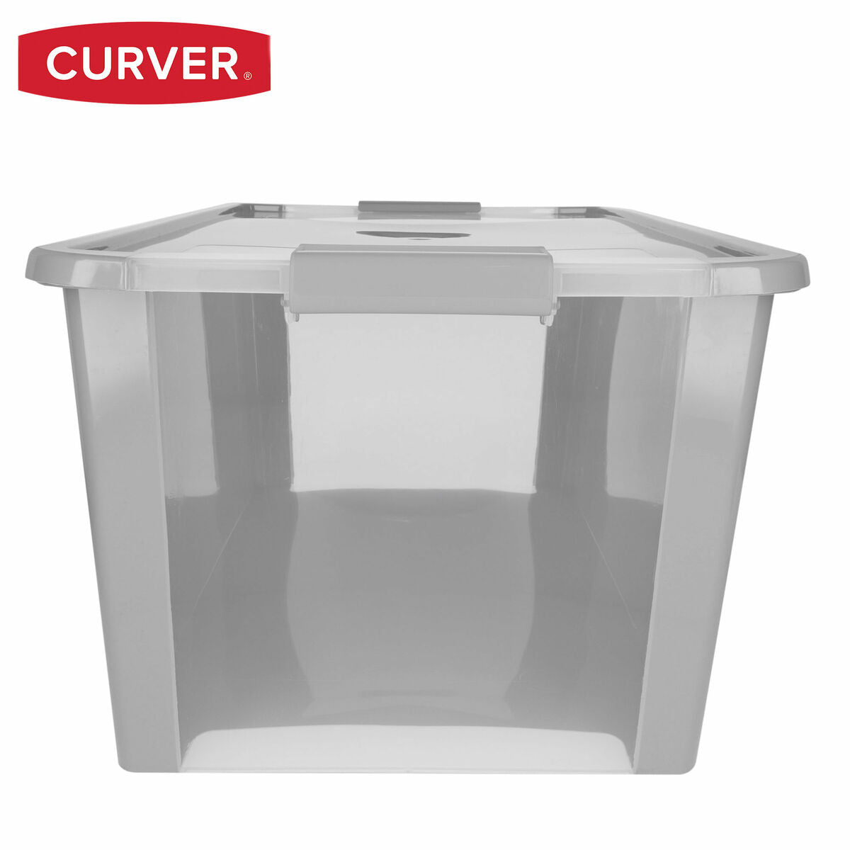 Caja de almacenaje de plástico gris, 40 L, 55 x 28 x 35 cm — imagen 2
