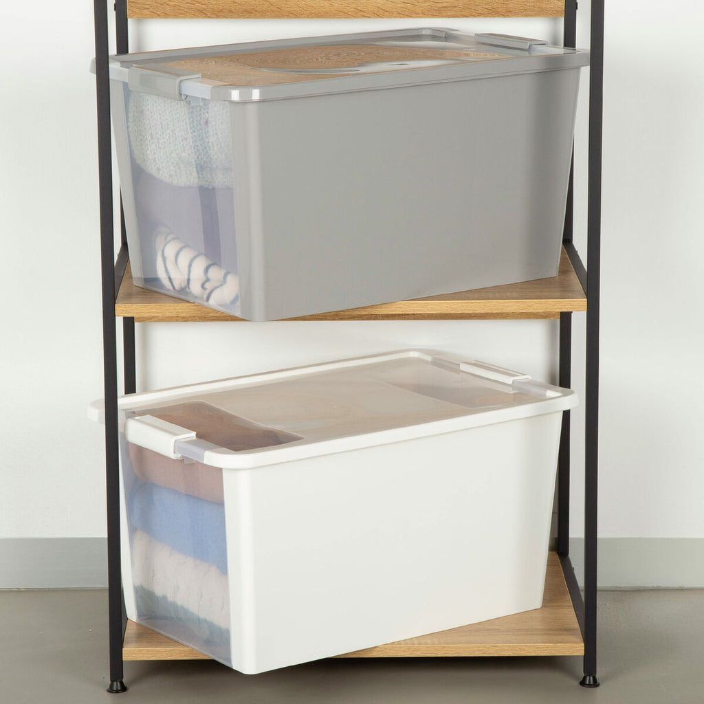 Caja de almacenaje de plástico gris, 40 L, 55 x 28 x 35 cm — imagen 5