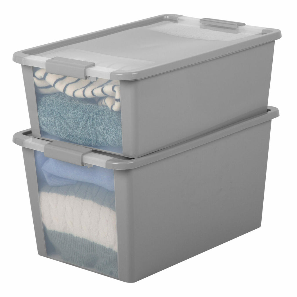 Caja de almacenaje de plástico gris, 40 L, 55 x 28 x 35 cm — imagen 6
