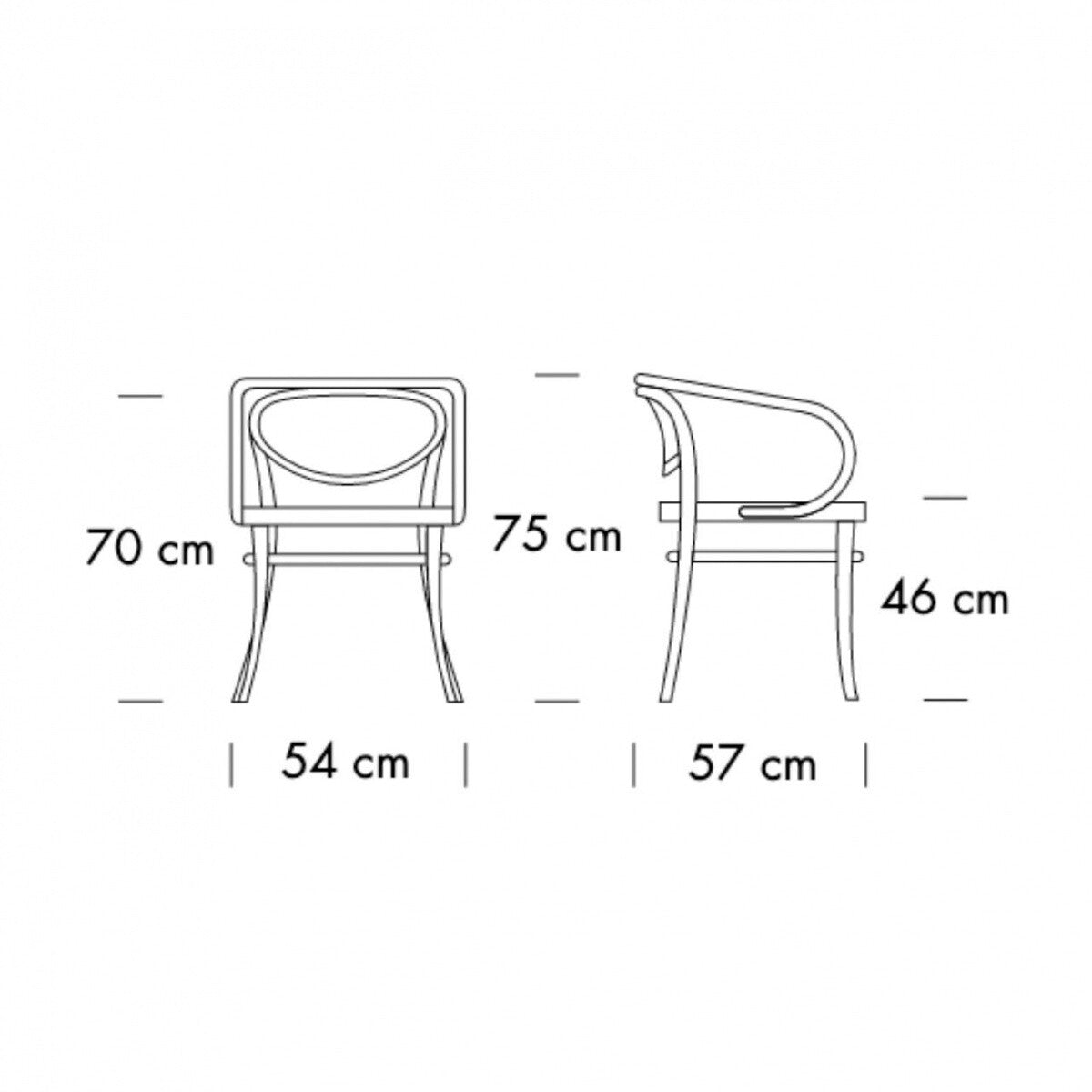 Thonet 210 R Bugholz-Armlehnstuhl mit Rohrgeflecht