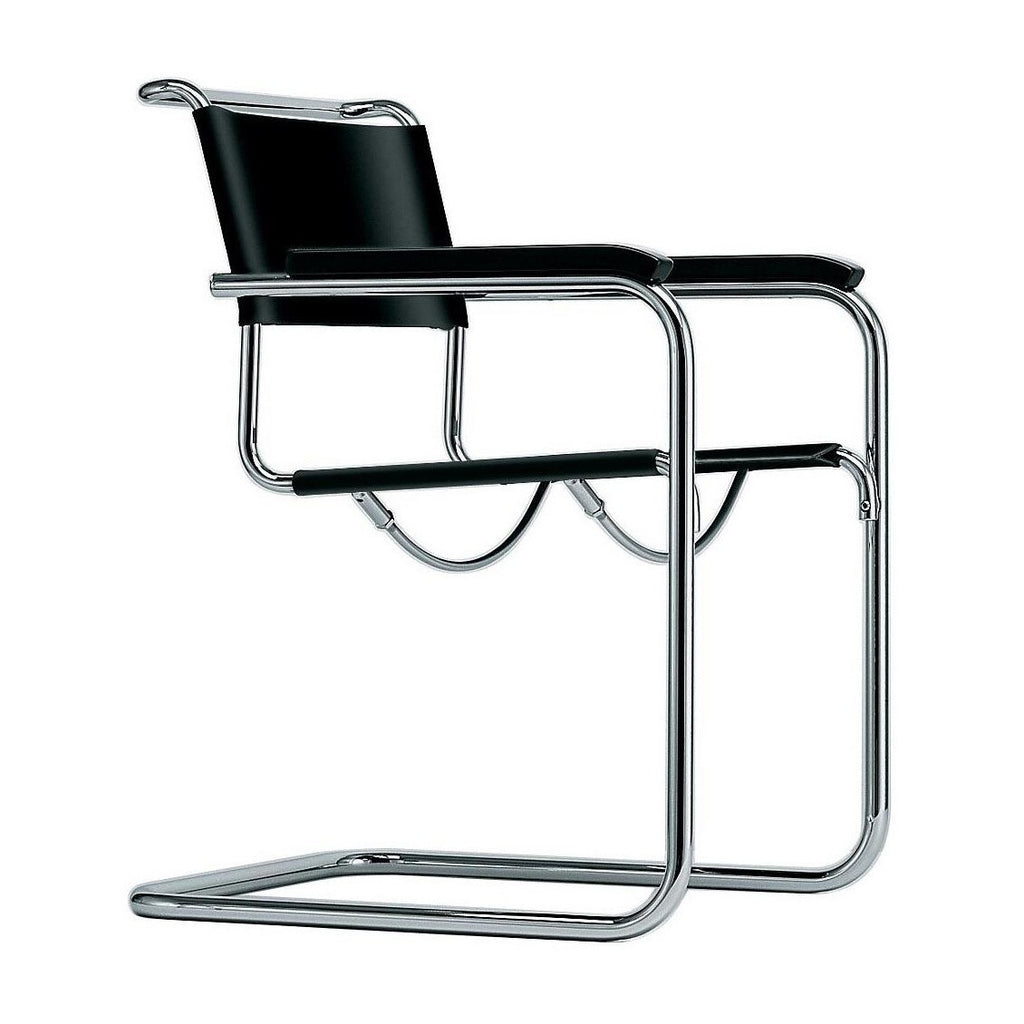 Thonet S 34 Freischwinger Armlehnstuhl Kernleder