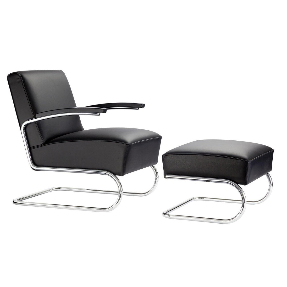 Thonet S 411 Sessel mit Hocker Leder