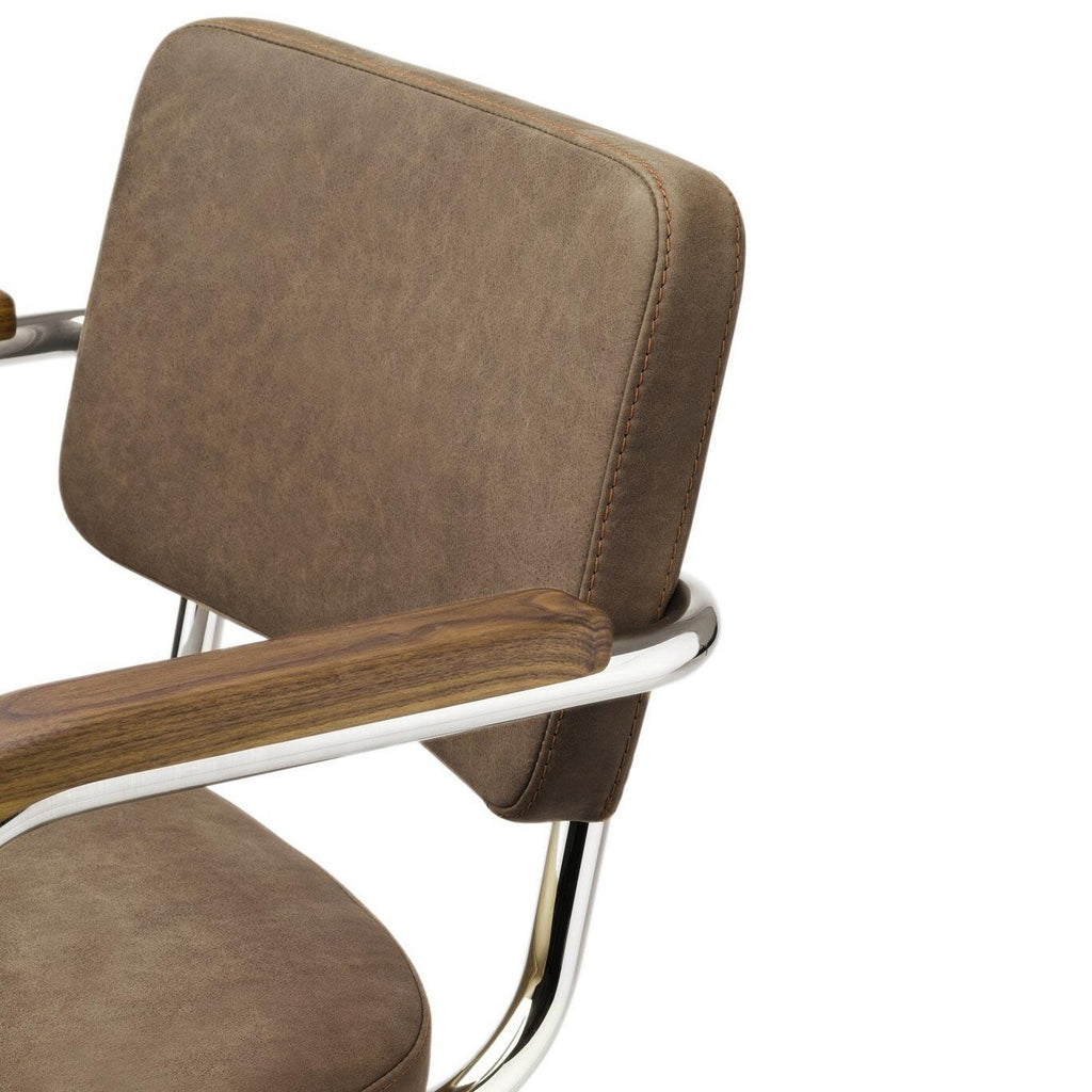 Thonet S 64 PV Pure Materials Freischwinger Armlehnstuhl Nussbaum