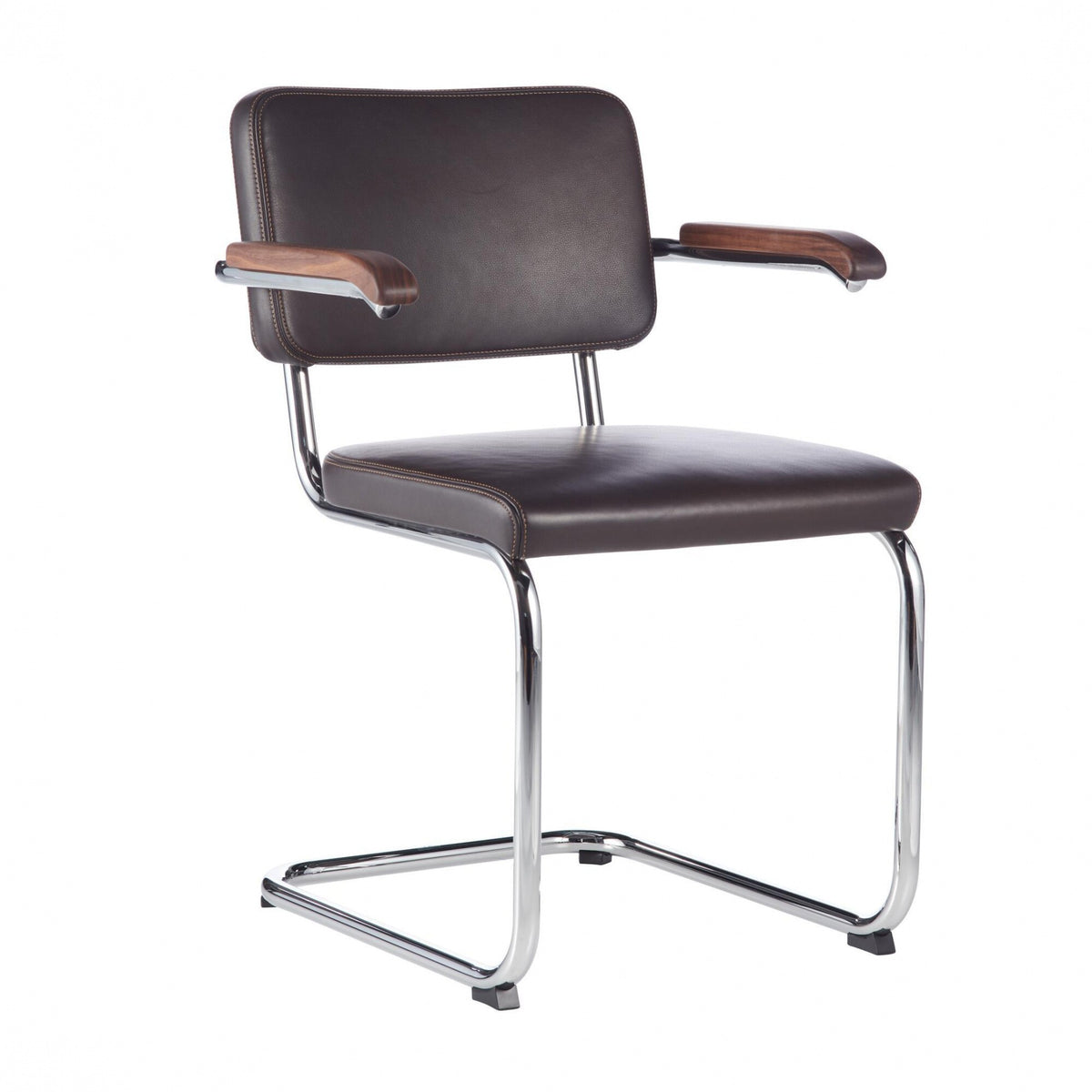 Thonet S 64 PV Pure Materials Freischwinger Armlehnstuhl Nussbaum
