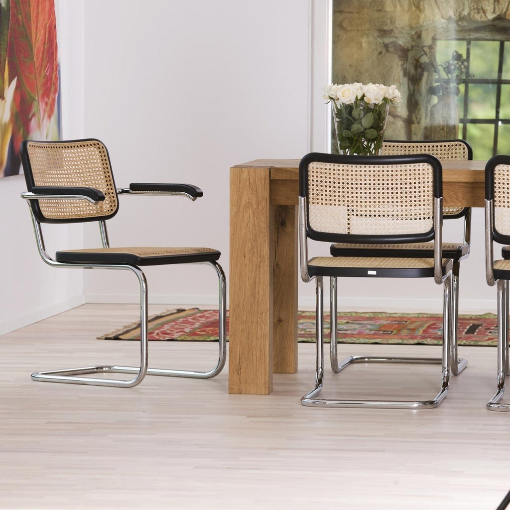 Thonet S 64 V Freischwinger Armlehnstuhl mit Rohrgeflecht 4er Set