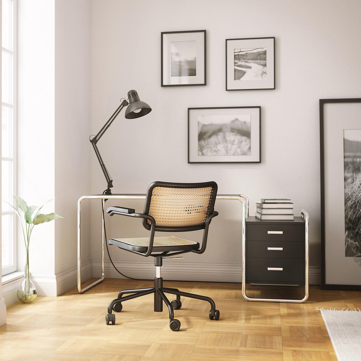 Thonet S 64 VDR Drehstuhl mit Rohrgeflecht