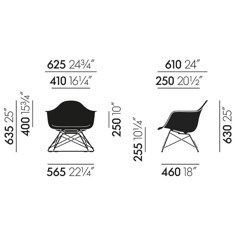 Vitra Eames Fiberglass Armchair LAR Gestell weiß