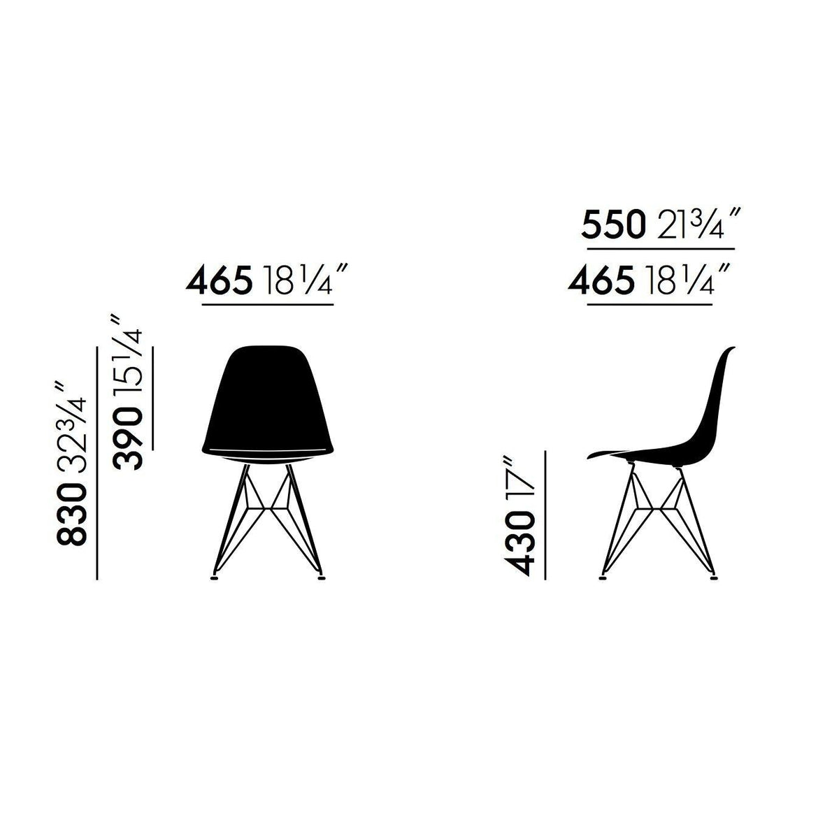 Vitra Eames Plastic Side Chair DSR Gestell schwarz