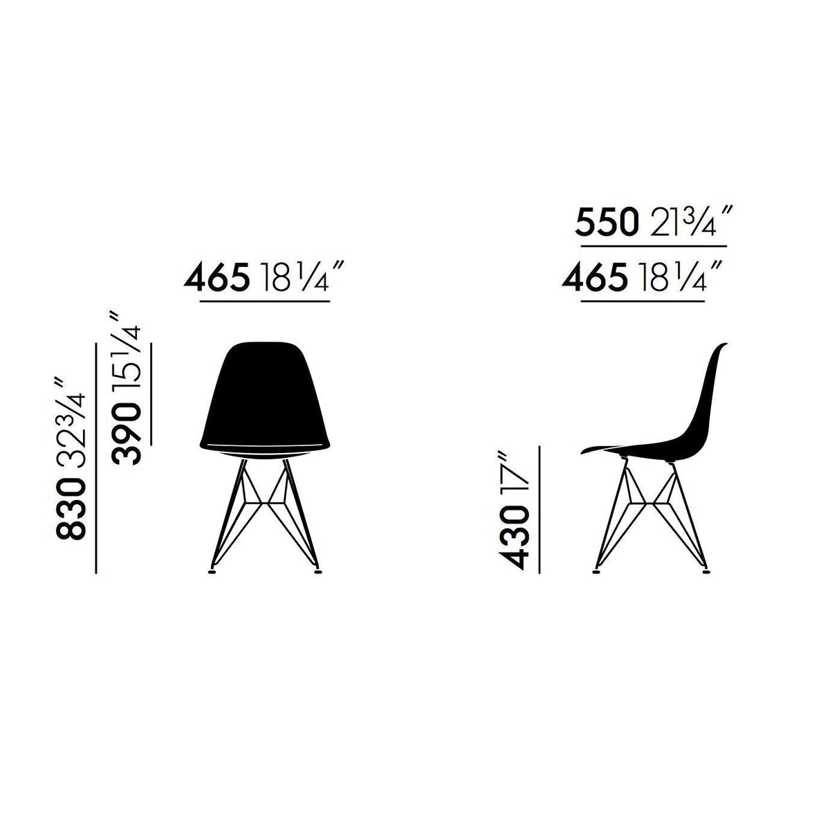 Vitra Eames Plastic Side Chair DSR RE Gestell himmelblau