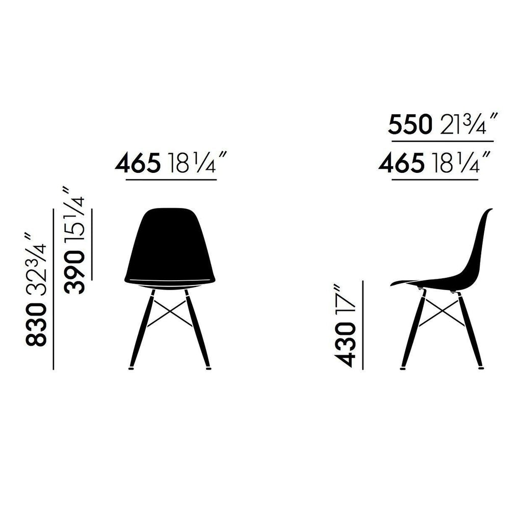 Vitra Eames Plastic Side Chair DSW RE Ahorn schwarz