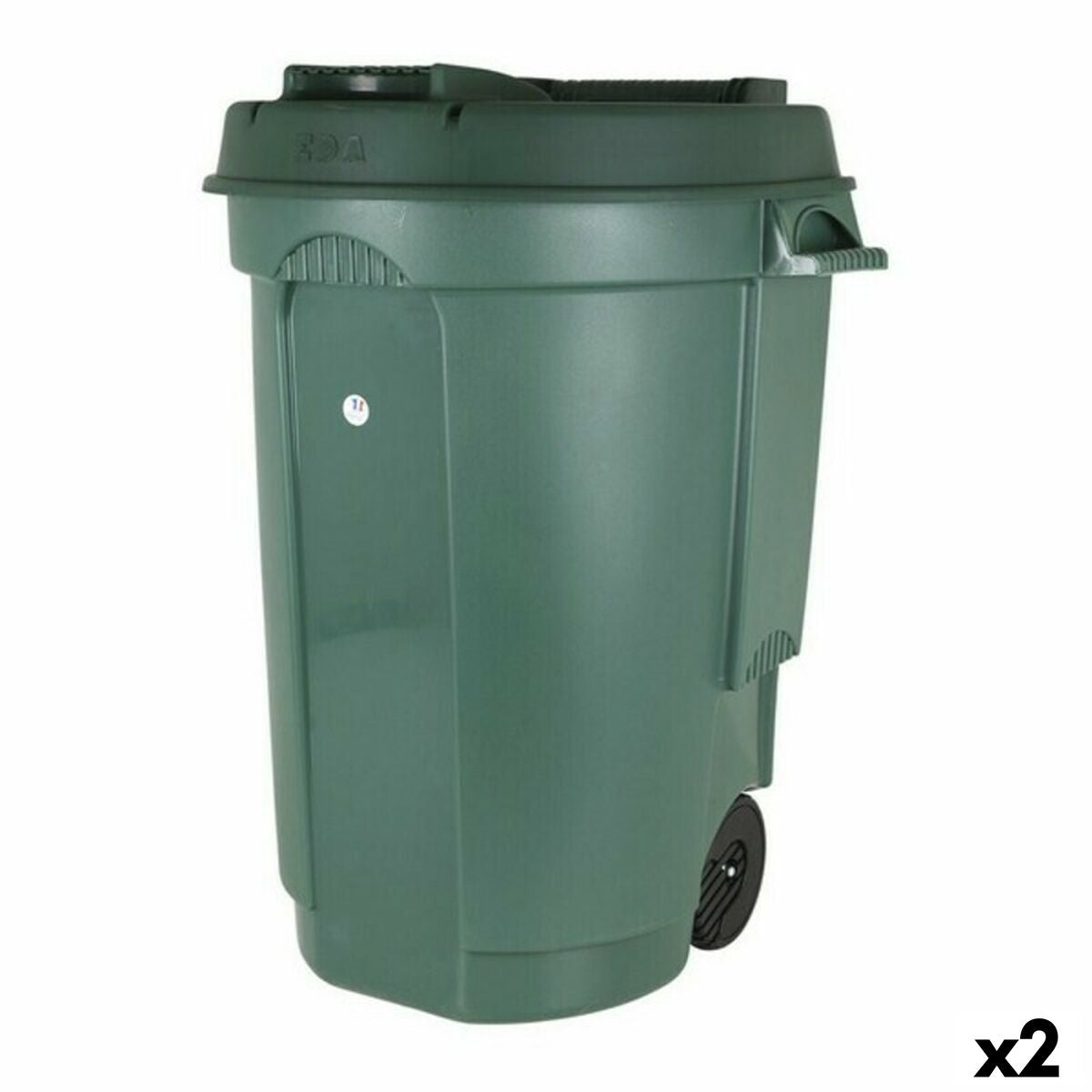Cubo de basura con ruedas de 110 L, verde (2 unidades)