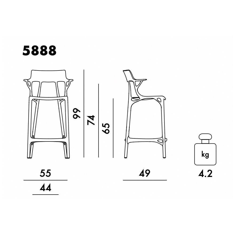 Kartell AI Barhocker 65cm