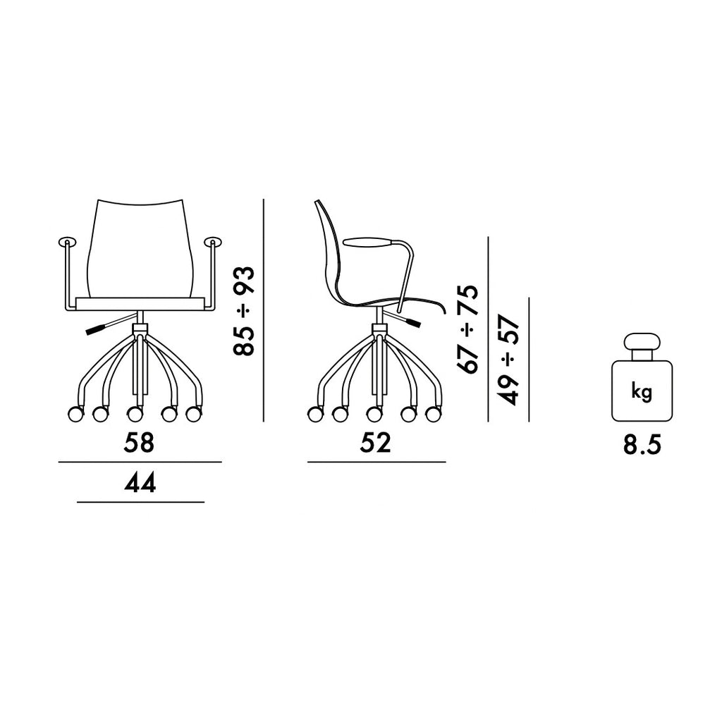 Kartell Maui Soft Noma Bürostuhl mit Armlehnen