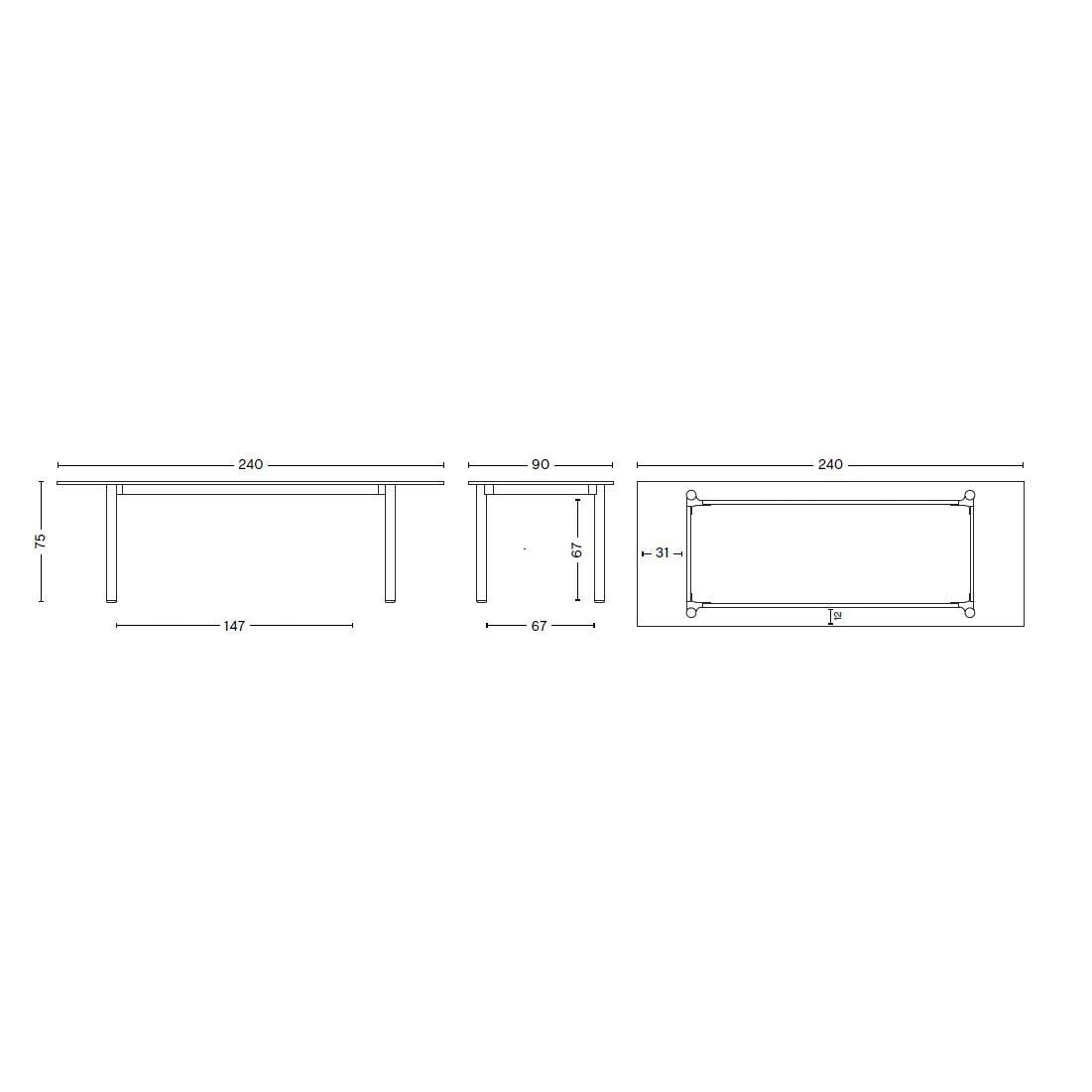 HAY Annex Esstisch 220x95cm Gestell Eiche