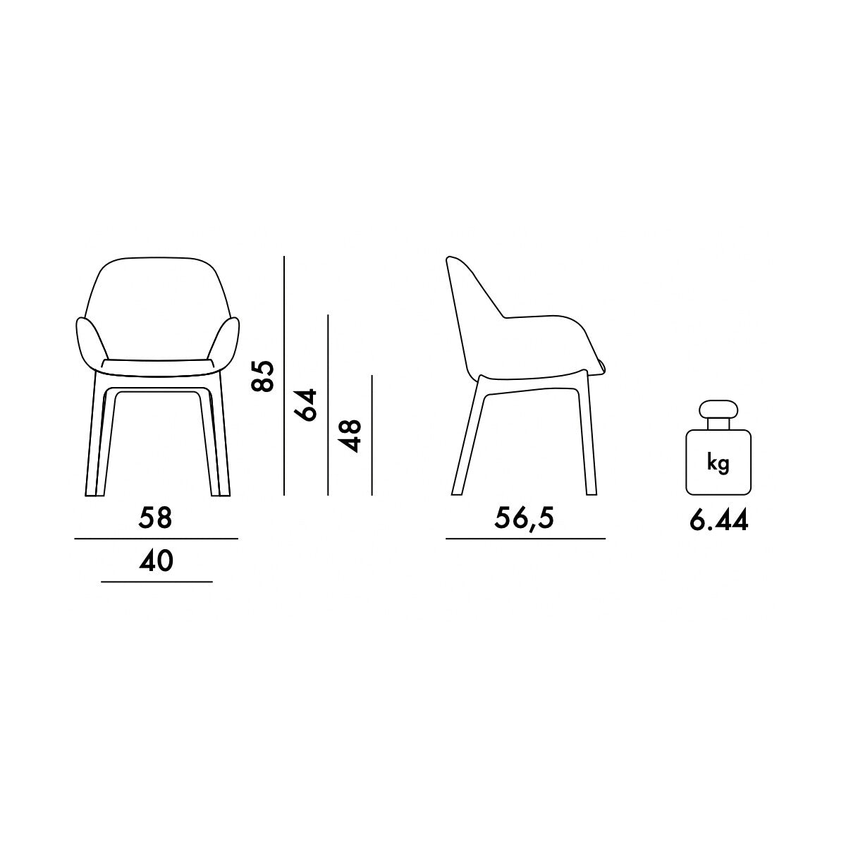 Kartell Clap Aquaclean Armlehnstuhl Gestell schwarz