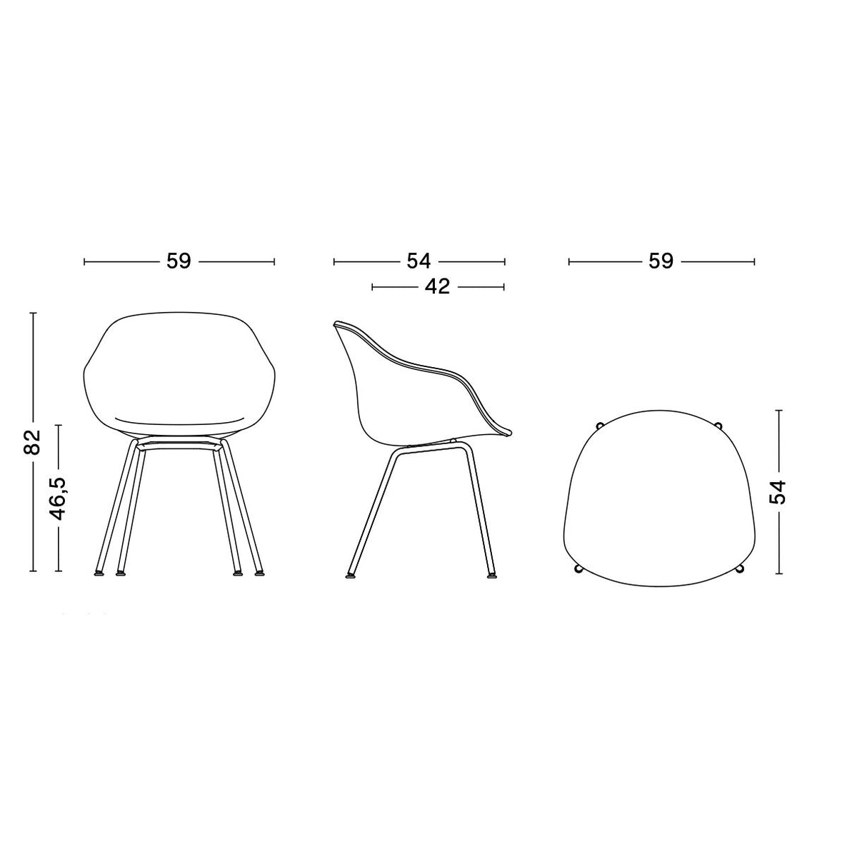 HAY About a Chair AAC 227 Armlehnstuhl Gestell verchromt