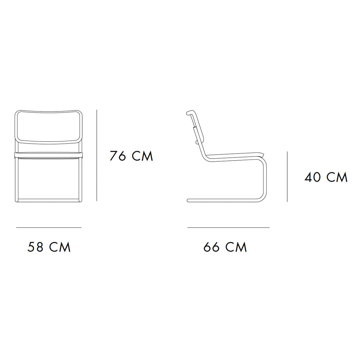 Thonet S 32 VL Freischwinger Lounge Stuhl Gestell verchromt