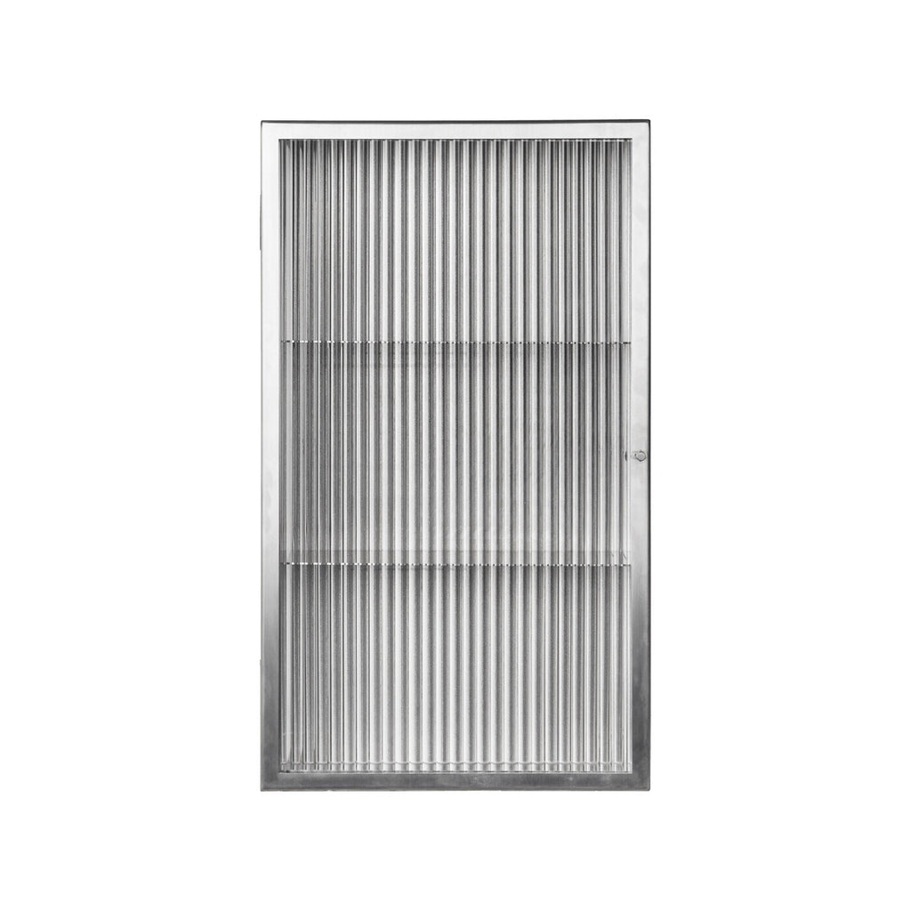 Ferm Living Haze Wandschrank geriffeltes Glas 35x60cm Edelstahl