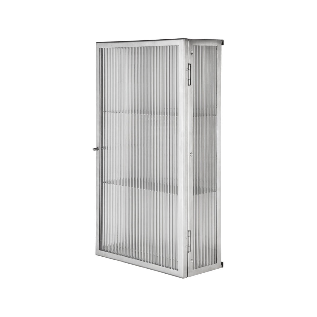 Ferm Living Haze Wandschrank geriffeltes Glas 35x60cm Edelstahl