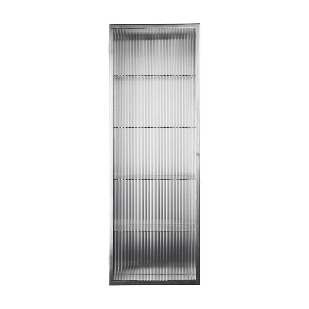 Ferm Living Haze Wandschrank geriffeltes Glas 35x100cm Edelstahl