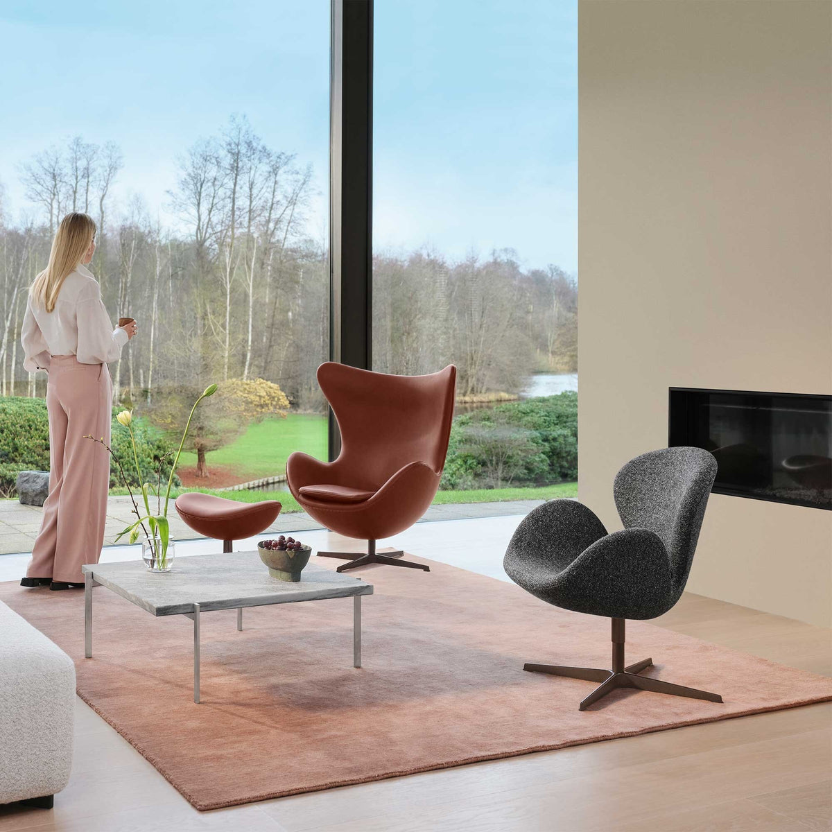 Fritz Hansen Jubiläumsedition 2022 Egg/Das Ei™ Loungesessel Leder