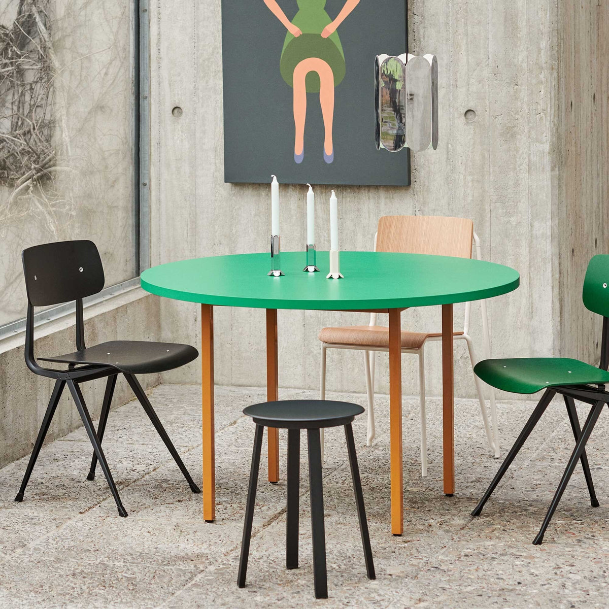 HAY Two-Colour Esstisch Gestell Ocker Ø120cm