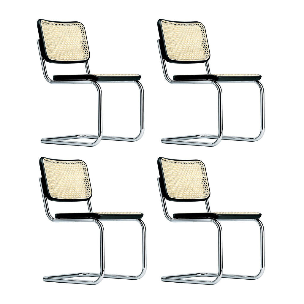 Thonet S 32 V Freischwinger Stuhl mit Rohrgeflecht 4er Set