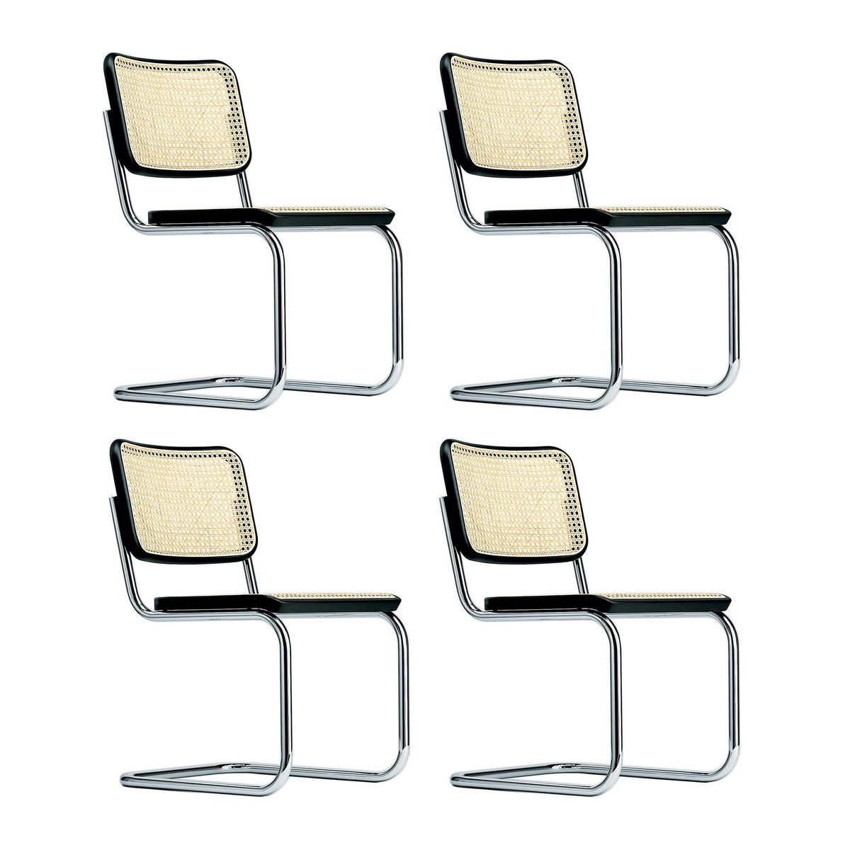 Thonet S 32 V Freischwinger Stuhl mit Rohrgeflecht 4er Set