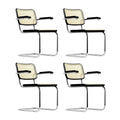 Thonet S 64 V Freischwinger Armlehnstuhl mit Rohrgeflecht 4er Set