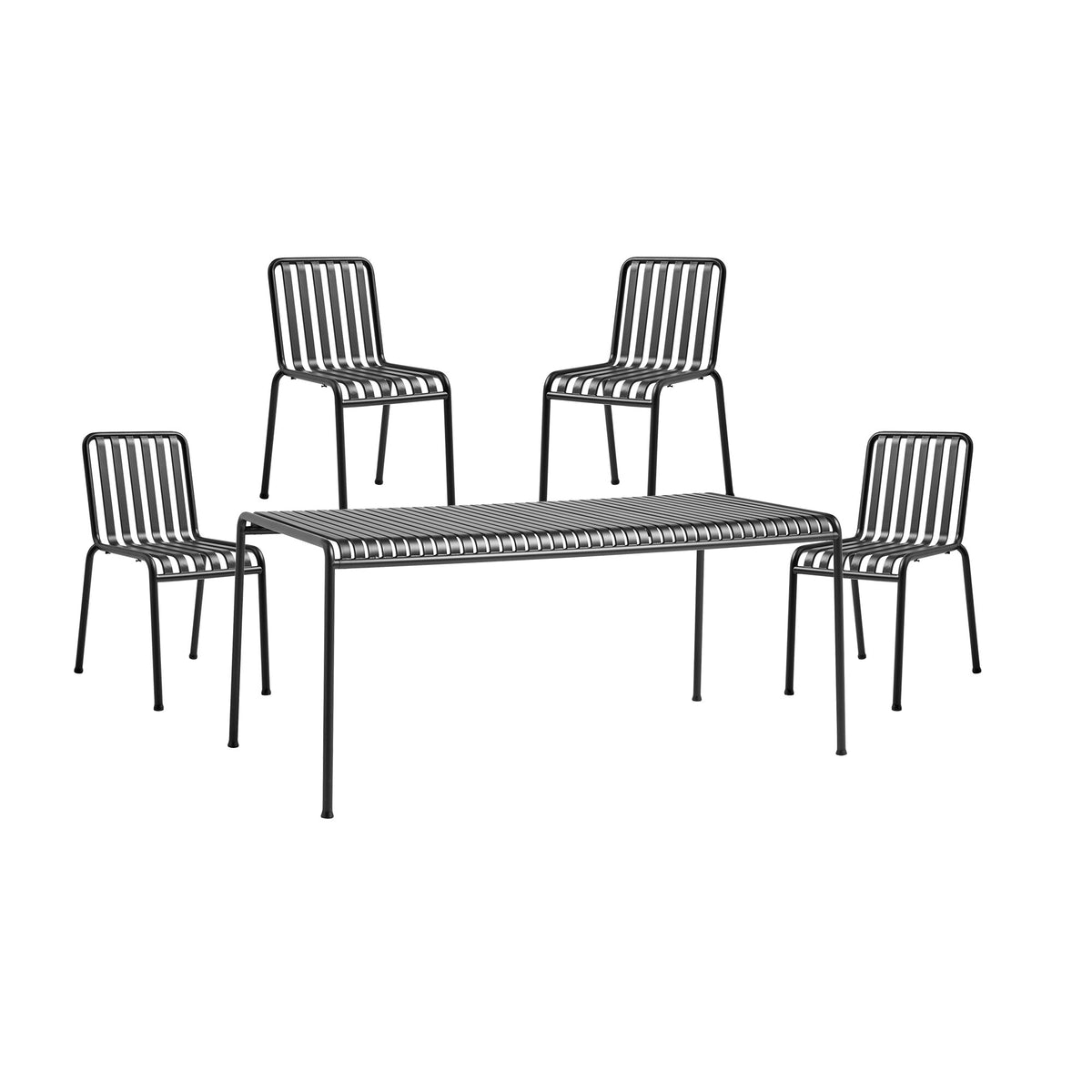 HAY Palissade Gartenset Tisch + 4 Gartenstühle