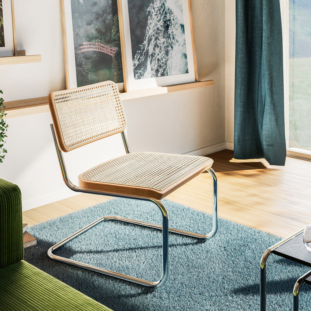 Thonet S 32 VL Freischwinger Lounge Stuhl Gestell verchromt