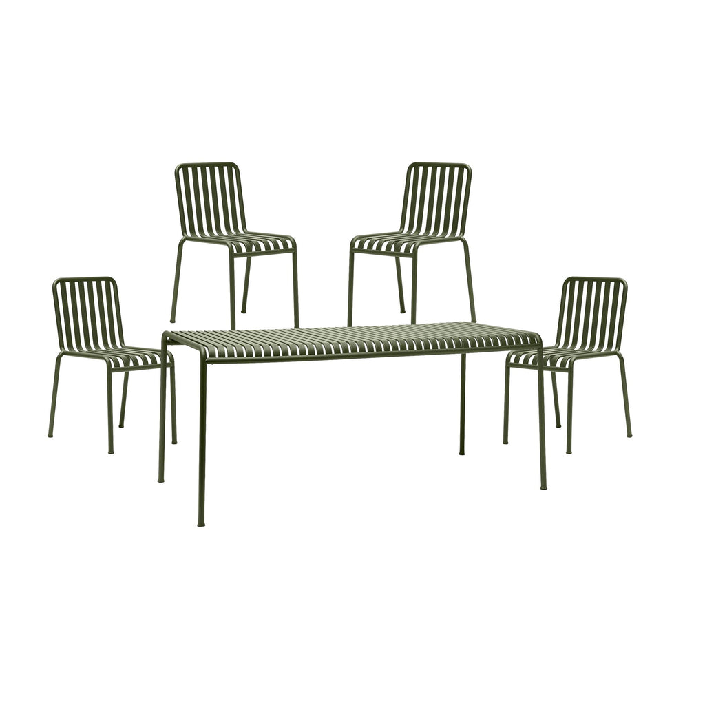 HAY Palissade Gartenset Tisch + 4 Gartenstühle