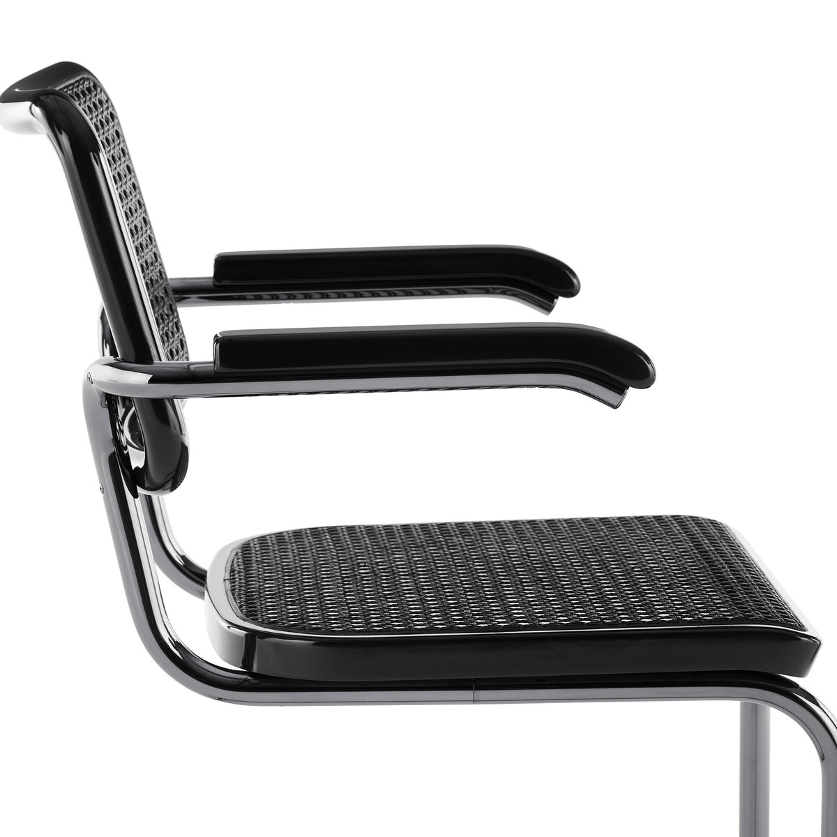 Thonet JS. THONET a personal Interpretation by Jil Sander S 64 V Serious Freischwinger Armlehnstuhl mit Rohrgeflecht