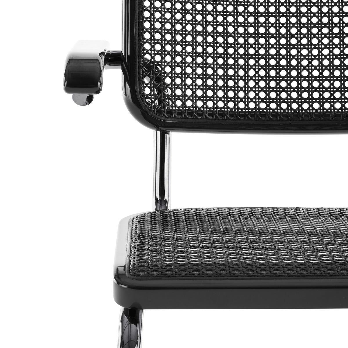 Thonet JS. THONET a personal Interpretation by Jil Sander S 64 V Serious Freischwinger Armlehnstuhl mit Rohrgeflecht