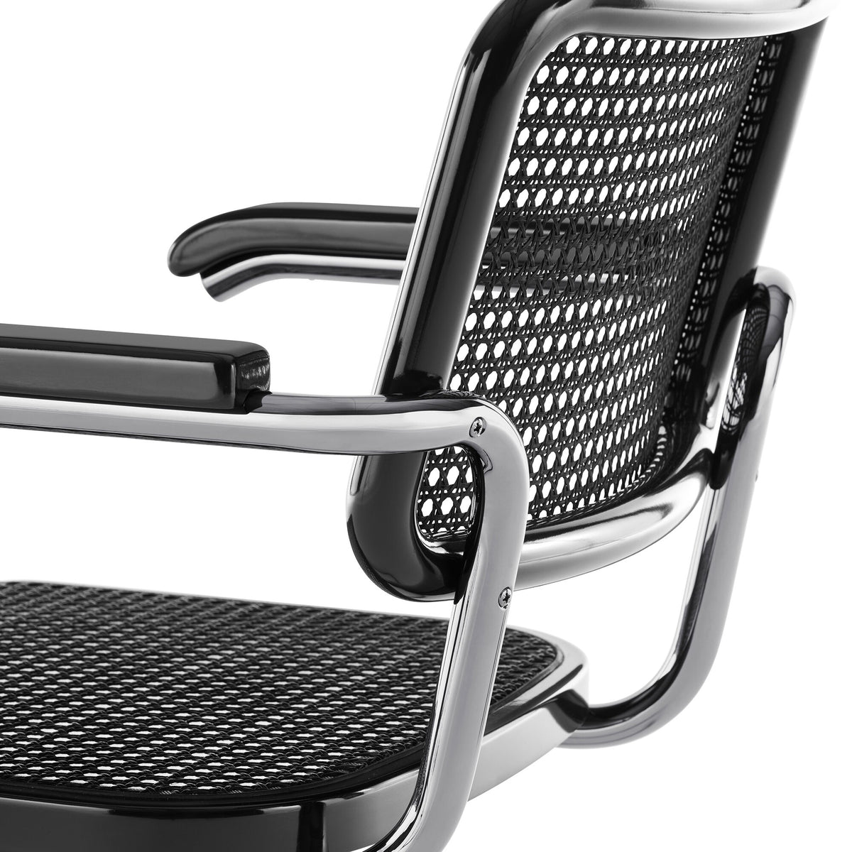 Thonet JS. THONET a personal Interpretation by Jil Sander S 64 V Serious Freischwinger Armlehnstuhl mit Rohrgeflecht