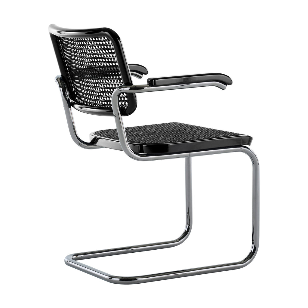 Thonet JS. THONET a personal Interpretation by Jil Sander S 64 V Serious Freischwinger Armlehnstuhl mit Rohrgeflecht