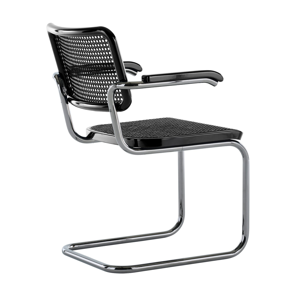 Thonet JS. THONET a personal Interpretation by Jil Sander S 64 V Serious Freischwinger Armlehnstuhl mit Rohrgeflecht